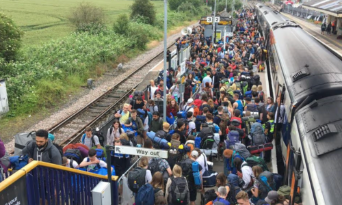 Festival Station packed with people
