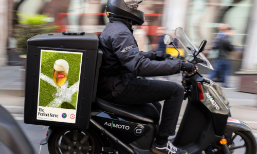 Data Driven AdMOTO AdBike with a Stella Artois Advertisement