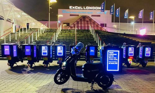 motorbike advertising vanta at the excel